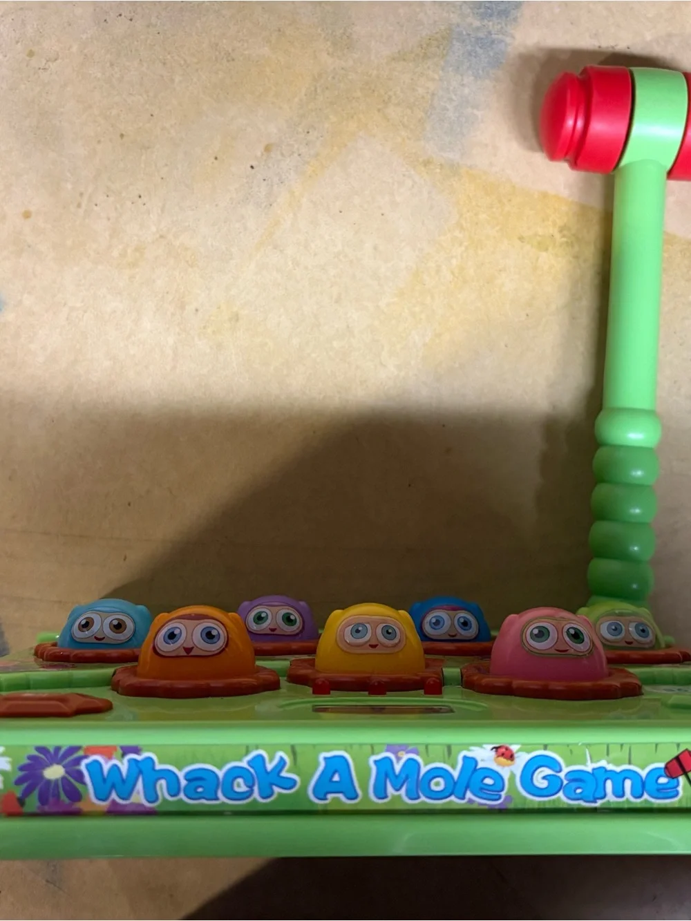 Kids Whack-A-Mole Hammer Game Toy - Green with Multicolor Moles